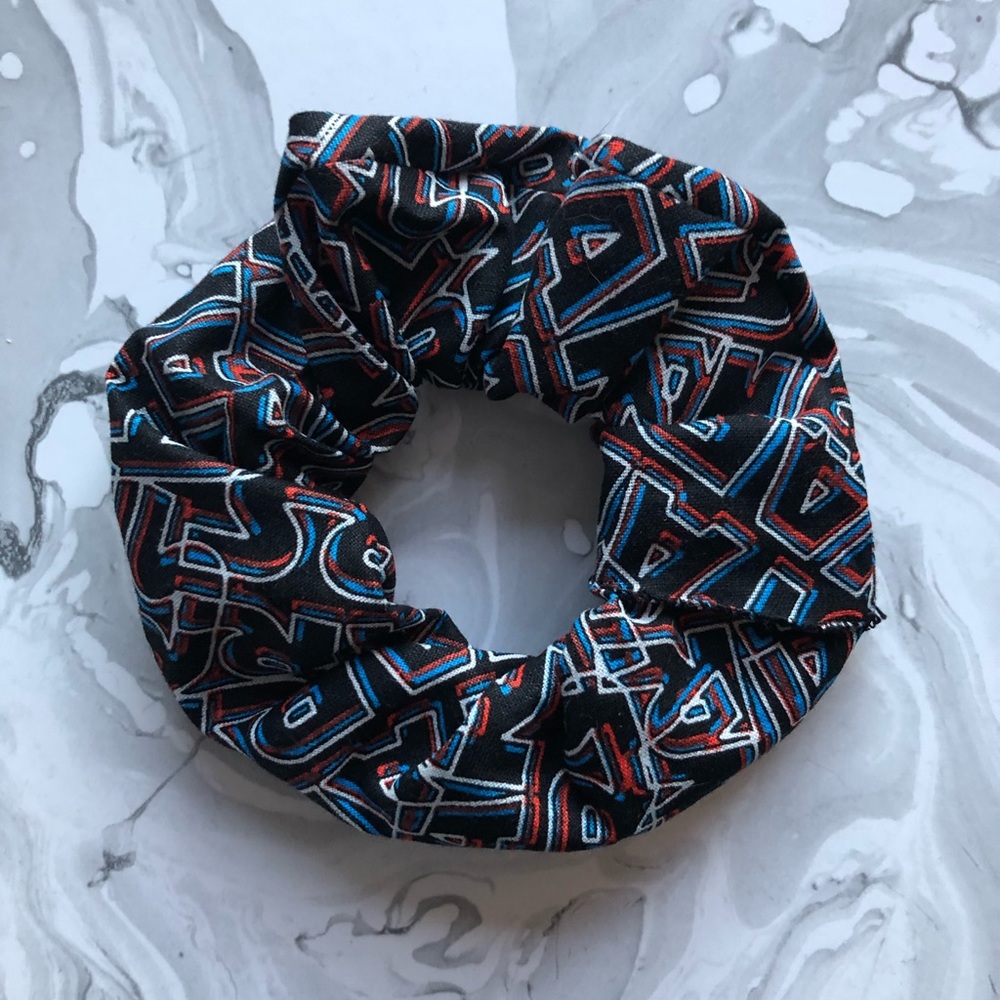 Handmade Star Wars Red and Blue Wording Scrunchie